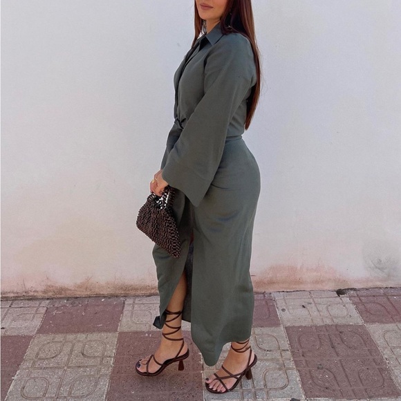 Zara Linen Blend Knotted Midi Skirt NWT - Picture 10 of 12